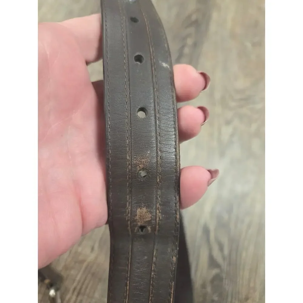 ARIAT Women's Blue Rhinestone Bling Western Dark Brown Leather Belt 33-37